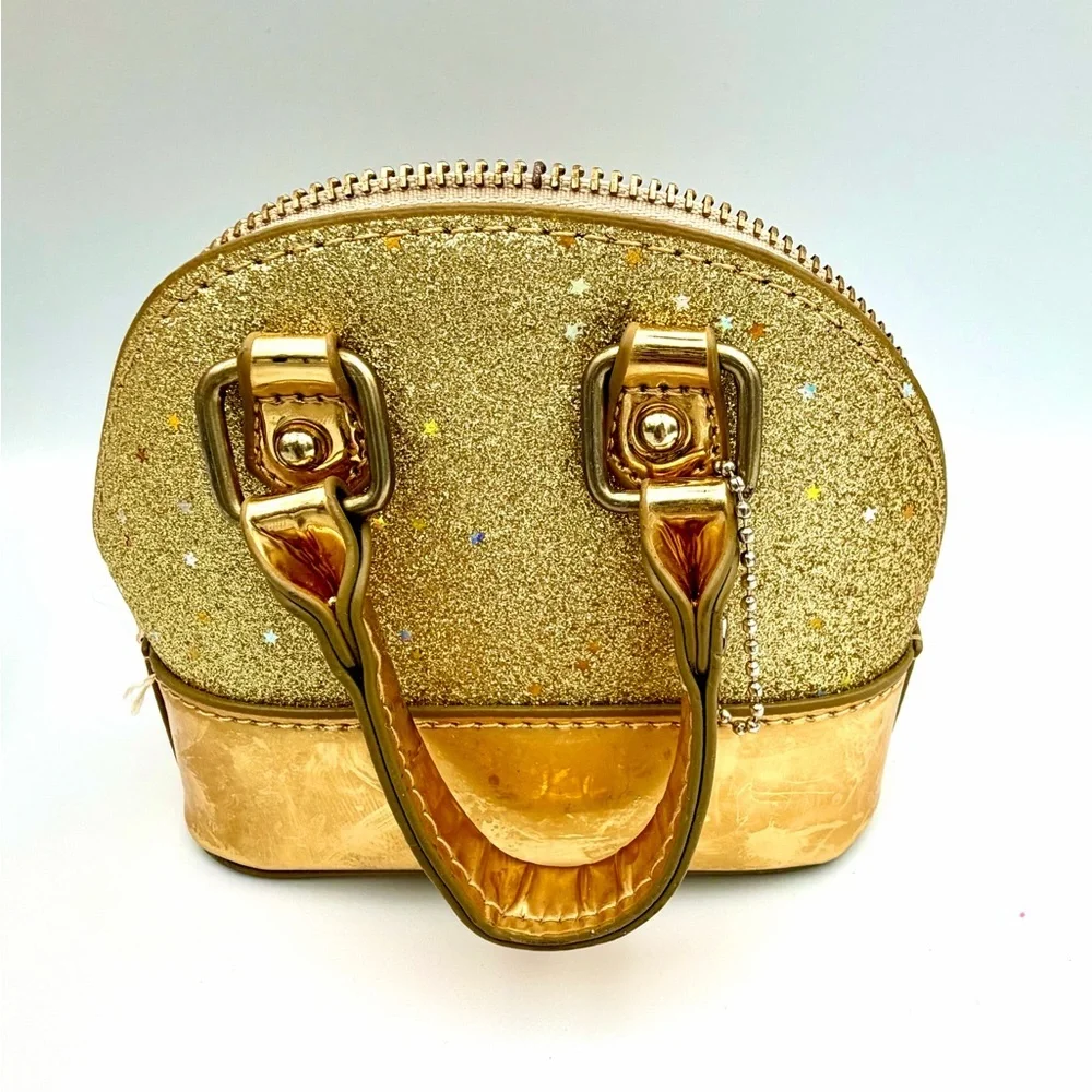 Sparkling Gold Kids Handbag with Top handles